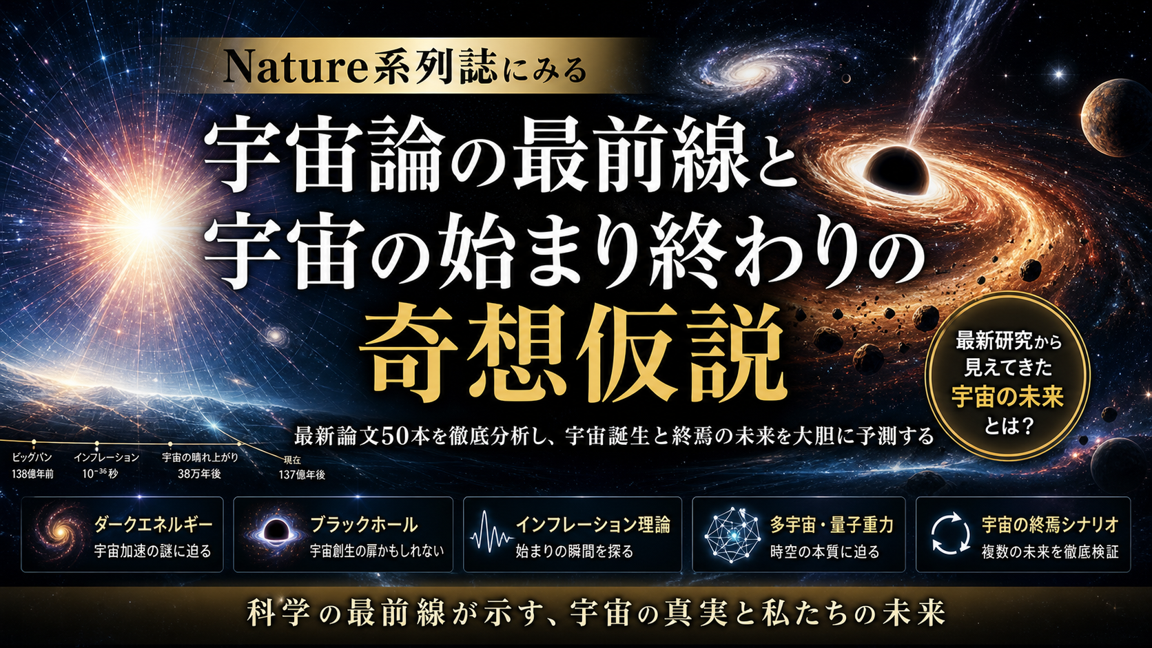 宇宙の終焉と最新宇宙論の3仮説を解説するサムネイル画像